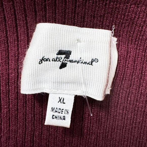 7 For All Mankind Wool Blend Boat Neck Ribbed Knit Sweater Top Burgundy XL NWT - Picture 7 of 11